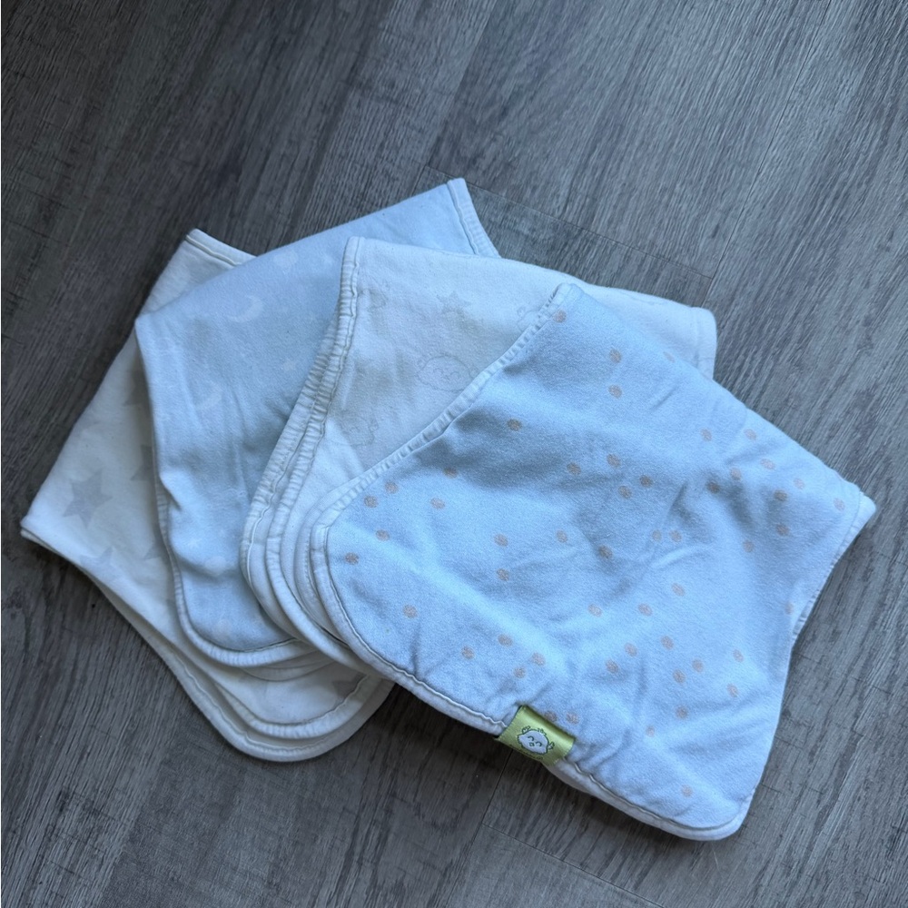 Soft Baby Burp Cloths - White and Light Blue Set of 4